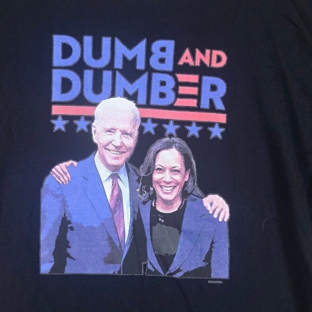 Gildan Graphic Tee Mens XL Black Dumb and Dumber Biden Harris Political Parody